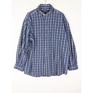 VTG Polo Ralph Lauren Blake Flannel Shirt Mens XL Blue Plaid Outdoor Camp